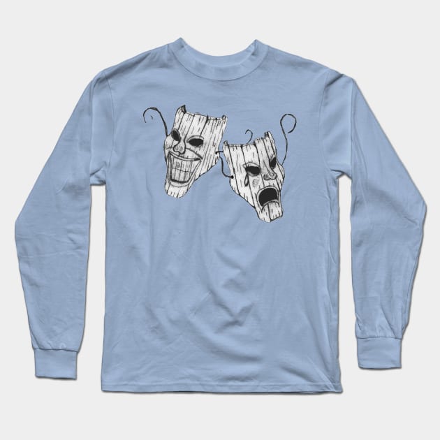 Comedy/Tragedy masks Long Sleeve T-Shirt by Ryan Rowson